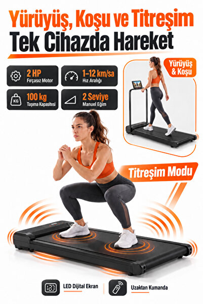 EN SİGA Titreşim Modlu Yürüme Bandı 2 Hp Led Ekranlı Motor Uzaktan Kumandalı ...