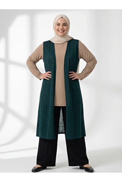 RESPİRO Plain Long Vest Large Size Soft Knitted Fabric Comfortable Cut