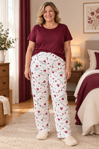 Erdenay Tekstil Patterned Combed Cotton Women's Pajama Bottoms