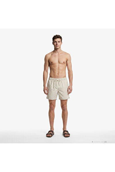 Calvin Klein Medium Drawstring Covered Men's Khaki Swim Shorts