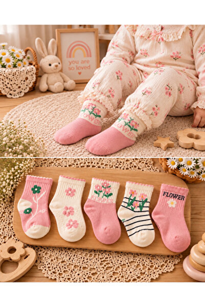 Pico Baby Bebek & Çocuk Premium Renkli Desenli Pamuklu Soket Çorap / 5 Çift /...