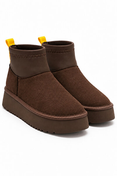 Solo Bag Women's Daily Wear Sheepskin Lined Thick Sole Stretch Ankle Brown Su...