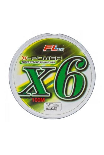 FL Fir de pescuit împletit X-Power X6, 6 fire, verde, 100 m, 0,14 mm (8,0 kg)