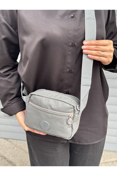 PurpleART Women's Gray Daily Crinkle Cross Strap Shoulder Bag Crinkle Bag