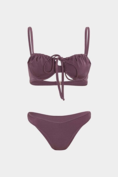 Açelya Okcu Premium Büzgü Detaylı LUNA Slim Fit Kadın Bikini Üstü