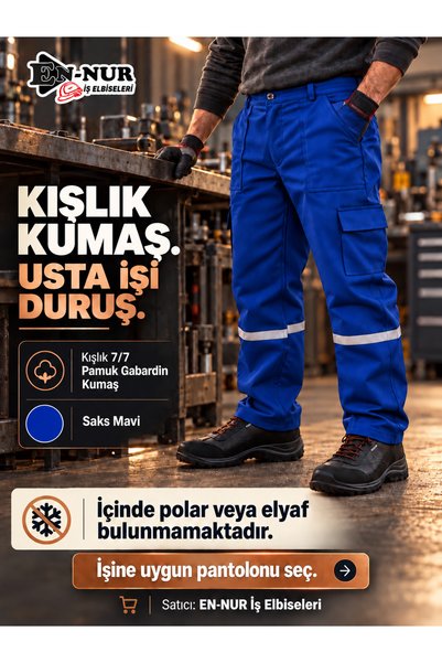 EN-NUR Mavi Kışlık Iş Pantolonu 7/7