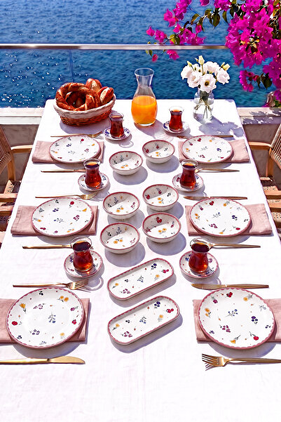 ers erbaşlar Flora Luxury Ceramic 14 Piece Breakfast Set for 6 People
