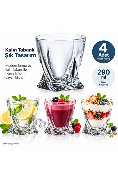 Yenigeldi 4 Adet İskoç Tarzı Kokteyl Bardağı