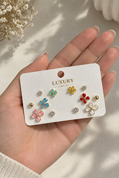 Aleda Steel Flower Model Multiple Earrings