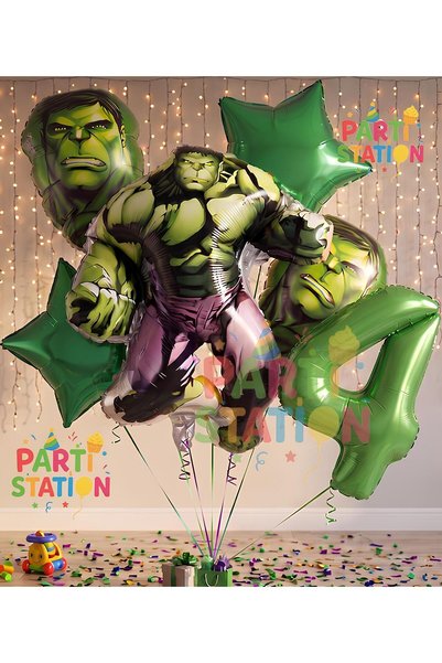 Parti Station مجموعة بالونات عيد الميلاد لعمر 4 سنوات من Avengers Hulk، مجموع...