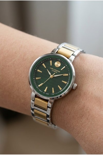 Lee Cooper Lc07972.270 Women's Wristwatch – Silver & Gold Steel – Green Dial