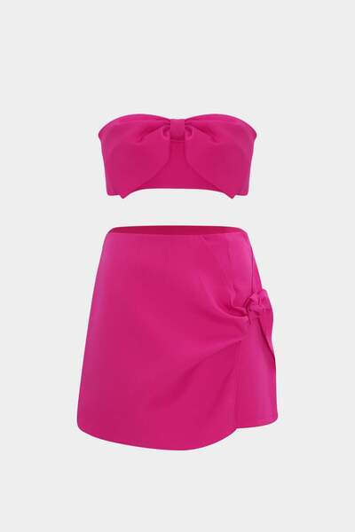 Açelya Okcu Premium Bow Detailed Bustier Skirt Top and Bottom Women's Set