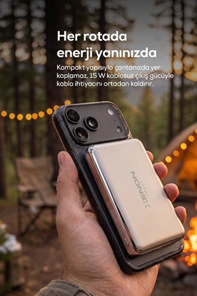 Xenon Smart MagSafe Powerbank | 10000 mAh, 15W Kablosuz, 22.5W Kablolu Hızlı Şarj, Alüminyum Kasa (X6441)