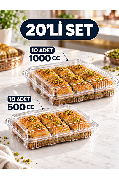 Özkan Ambalaj Temizlik 20 Adet Yassı İnce Uzun Plastik Kapaklı Baklava Ekler ...