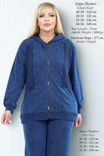 Laden Women's Plus Size Seasonal 100% Cotton Cardigan Trousers Set Zippered H...