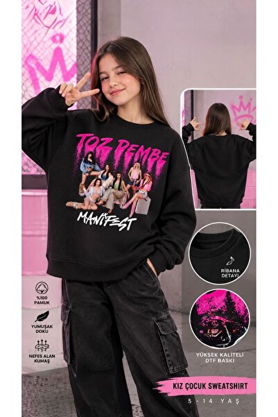 Butik KIZ ÇOCUK PAMUKLU SWEATSHİRT MANİFEST BASKILI