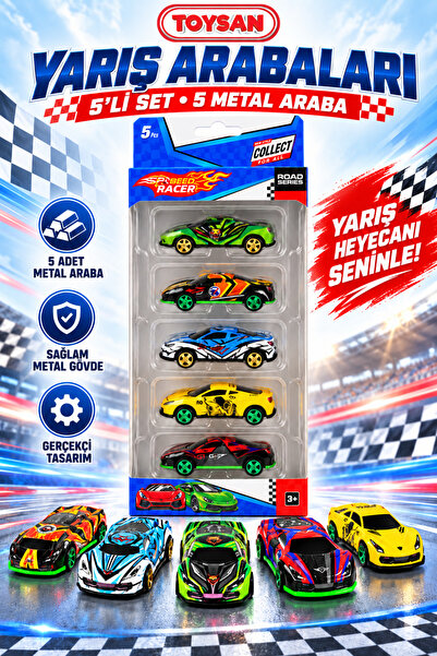 Toysan Yarış Arabaları 5 Li Set - 5 METAL ARABA