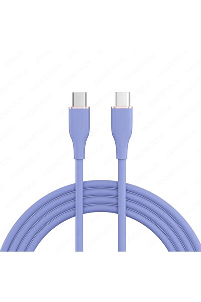 ASOMETECH كابل USB-C سريع الشحن بطول 2 متر، 60 واط، لون بنفسجي، سلك بيانات وش...