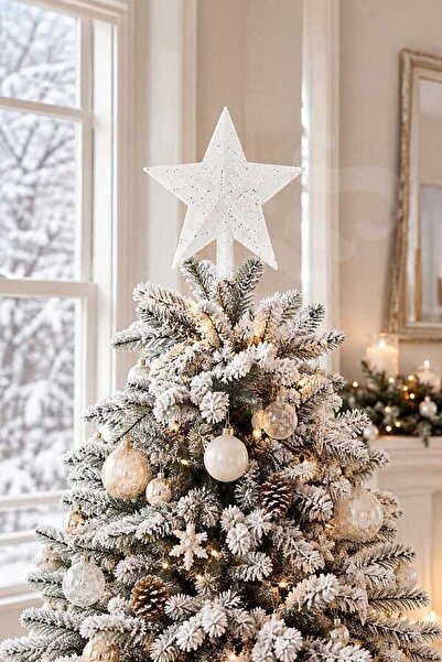 BeySüS Christmas Pine Tree Star Topper White 14 cm
