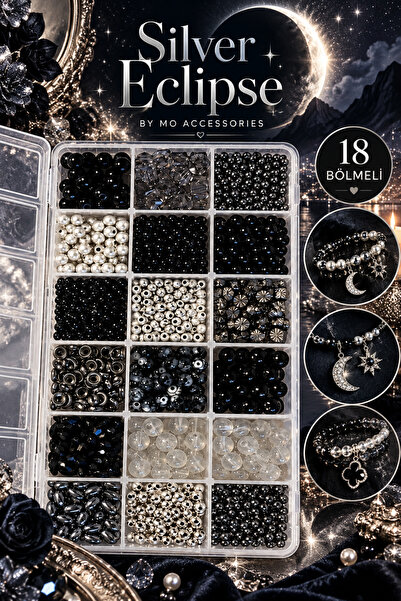 By MO Accessories 18'li Kutuda Siyah Onyx Doğal Taş Boncuklarla Takı Yapma Ho...