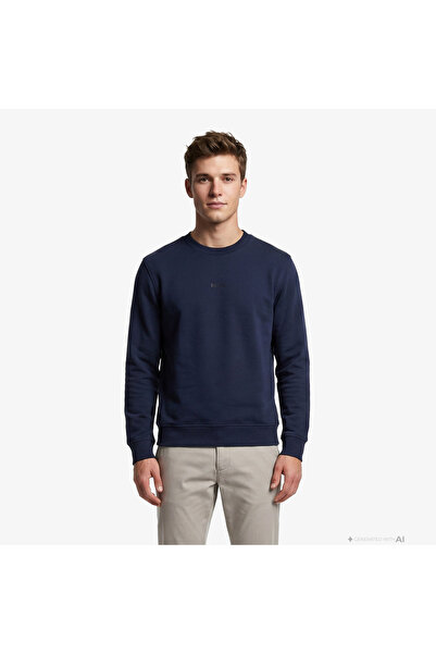 BOSS We Small Crew Erkek Mavi Sweatshirt