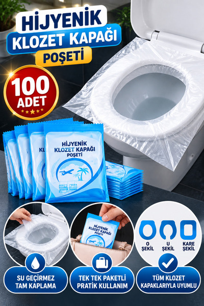 Hane Dostu 100 Adet Tek Kullanımlık Taşınabilir Klozet Kapağı Hijyen Poşeti