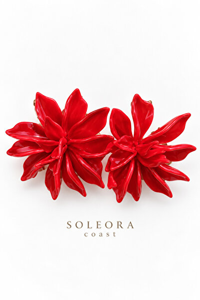 SOLÉORA COAST Kırmızı Çiçek Formlu Reçine Küpe