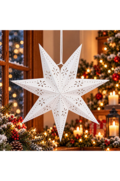 SERSIMO Stea decorativă 3D din hârtie ajurata, 50cm, albă