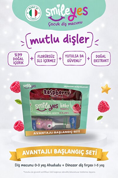 Smile yes 1-5 Yaş Bebek Diş Fırçası Pembe + 0-3 Yaş Florürsüz Yutulabilir Beb...
