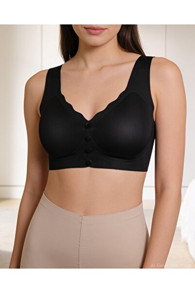 Bolero Laser Cut Seamless Snap-On Supportive Bra Black