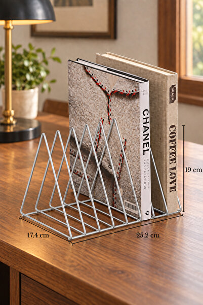 Edora Home Mat Gümüş Masa Üstü Kitap Düzenleyici Ofis Salon Organizer