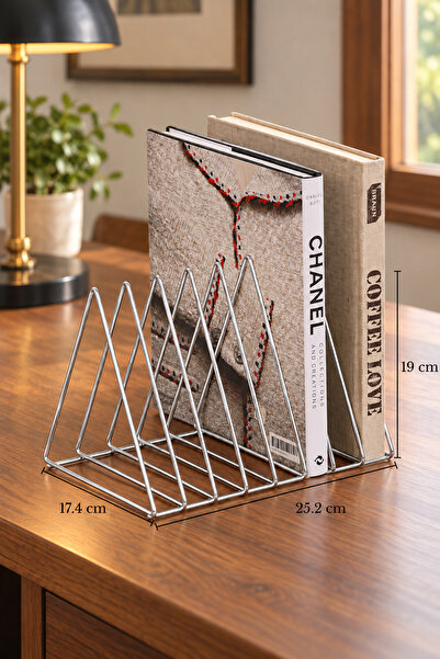 Edora Home Parlak Silver Masa Üstü Kitap Düzenleyici Ofis Salon Organizer