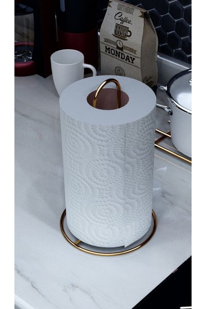 Generic Brand Metal Paper Towel Holder Full Steel Gold Plated Upright Towel Napkin Holder