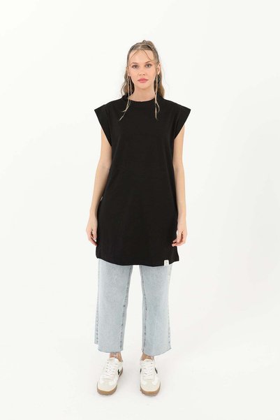 Generic Brand Women's Basic Sleeveless T-Shirt - 30725Tun Black