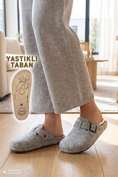 Twigy Tuana Kadın Garson Boy Ev Terliği Gri 36/40