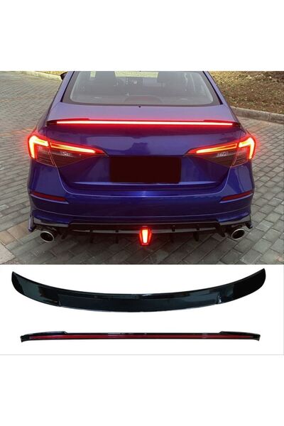 autogp Honda civic fe1 bagaj üstü spoiler ledli pianoblack 2021+