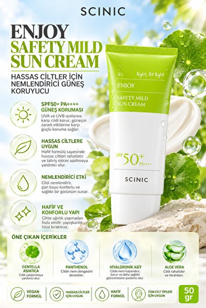 SCINIC Enjoy Safety Mild Sun Cream Hassas Ciltler İçin Nemlendirici Güneş Kor...