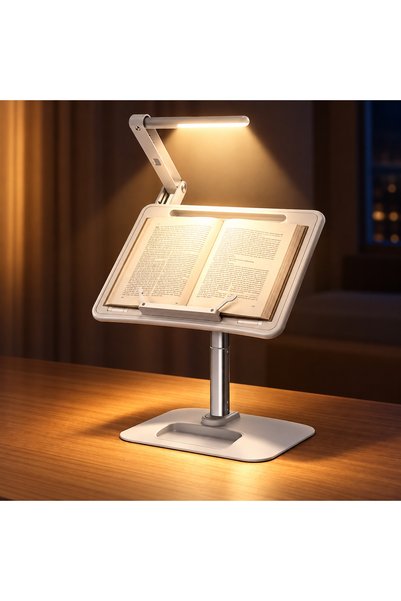 Coverzone Gece Lambalı Kitap Okuma Standı – 6 Kademeli Ayarlanabilir Açı, 55c...