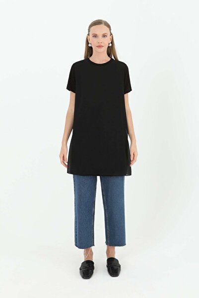 Puane Kadın Basic Uzun T-Shirt -10271TUN Siyah