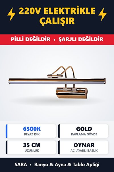 SARA Gold Beyaz Işık Banyo Duvar Ayna Tablo Aydınlatması Flüt Aplik Kuğu Apli...