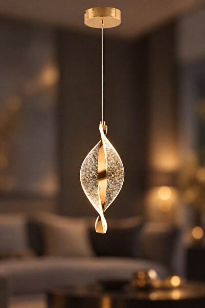 İstanbul Avize Mars Tekli Gold Led 3 Renk Modern Tekli Ledli Avize