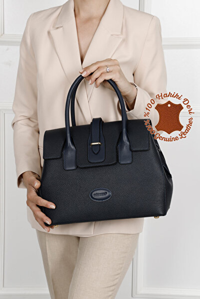 GÖNDERİ(R) DARK BLUE FLOTER Gön Platinum Genuine Leather Large Size Women's S...