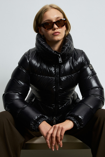 Lufian Flash Women's Goose down Shiny Inflatable Coat Black