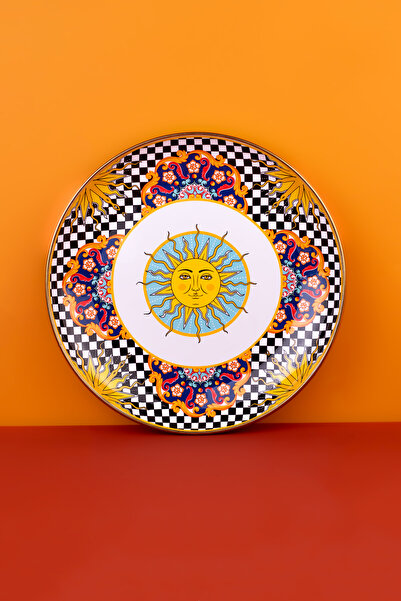 EMAYlab Mısharu 26 Cm Dekoratif Emaye Tepsi / Servis Sunum Tabağı