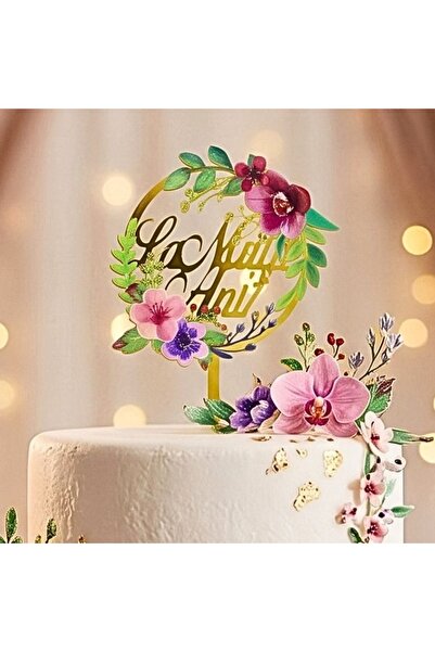 Gift Design Topper pentru tort rotund, floare roz