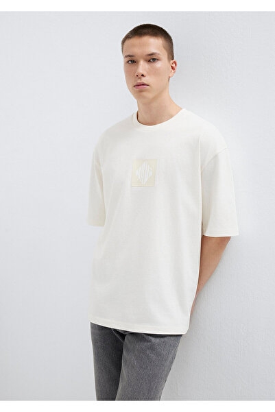 Mavi Logo Printed Ecru T-Shirt Relaxed Fit / Comfortable Cut 0613148-70057