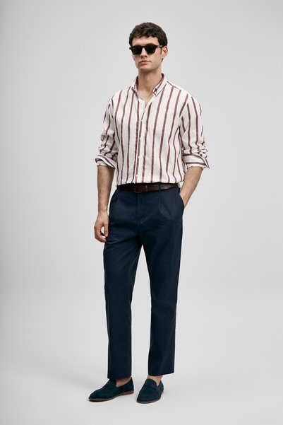 Lufian Rıng Men's Basic Shirt Regular Fit Claret Red