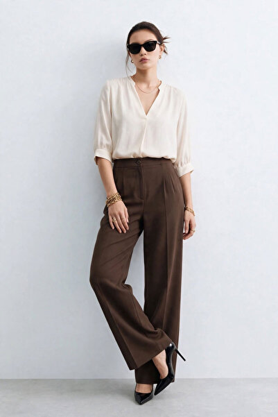 BARRELS AND OIL Women's Palazzo Pants 1001 - Bitter Brown