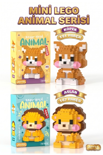 Joyfer 191 Parça Köpek + 187 Parça Aslan Model Karakter Figürü 3D Yapı Oyunca...