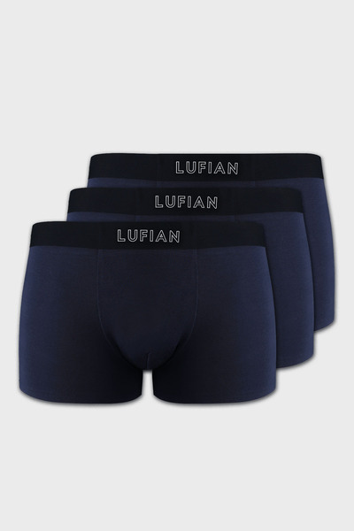 Lufian Mark 3 Adet Erkek Modal Dikişsiz Boxer Lacivert